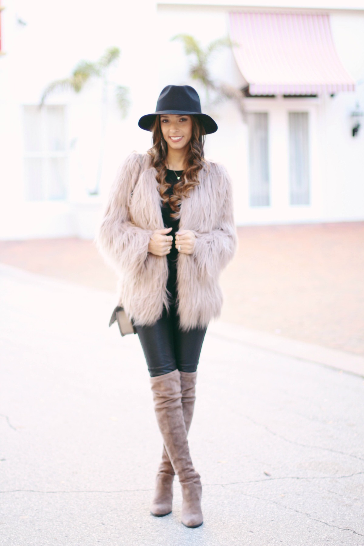 thigh high boots and fur coat
